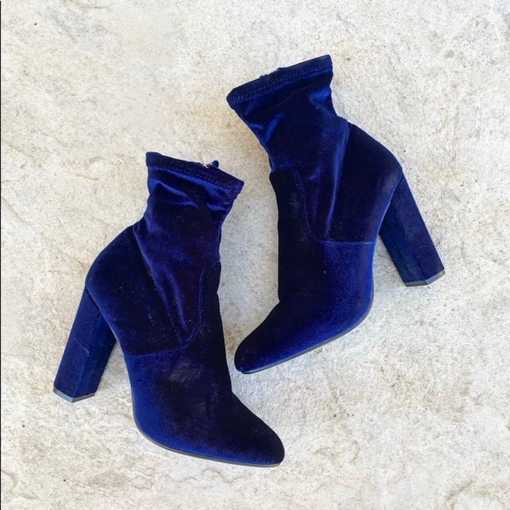 Steve Madden Royal Blue Velvet Booties